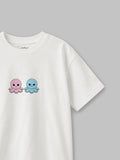 Organic Cotton White Round Neck Octopus Print Half Sleeve T-Shirt for Kids | Unisex