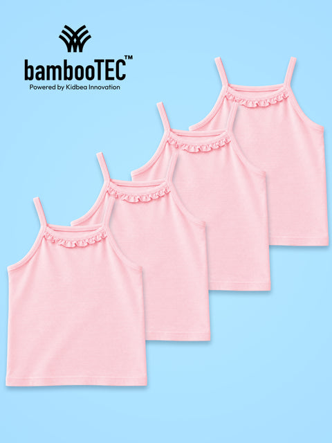 BambooTEC™ Girls Camisole Pack of 4 – Pink Ruffle Tops