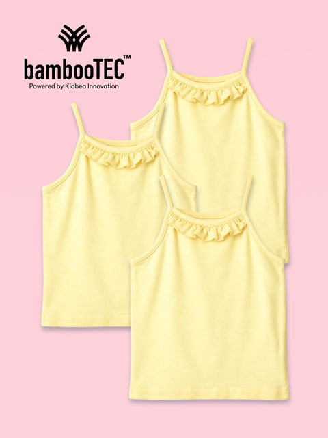BambooTEC™ Girls Camisole Pack of 3 – Yellow Ruffle Strap Tops