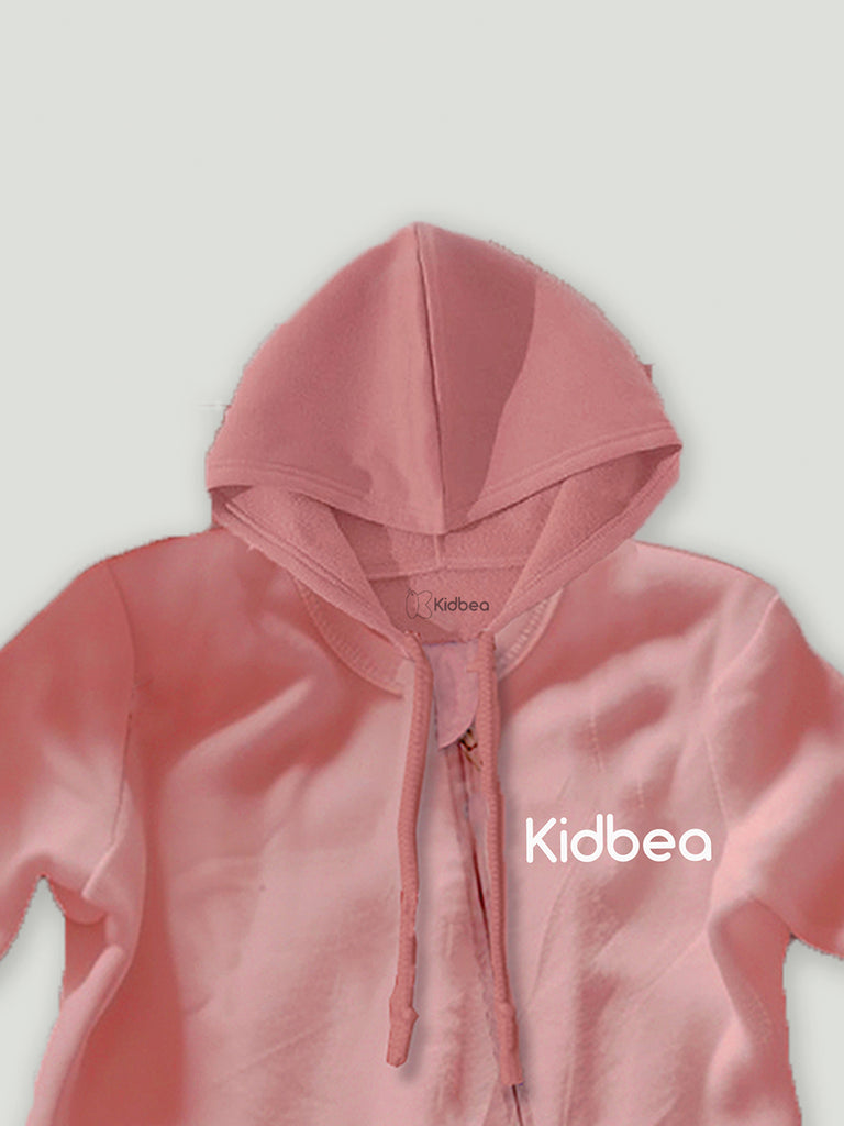 Unisex Premium 100% Bamboo full sleeves Ultra-Soft fabric Romper With Hoodie - Peach