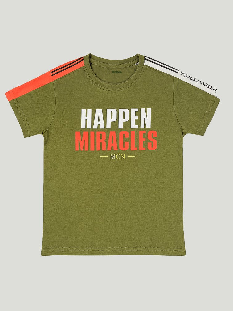 Kidbea Boys Cotton T-Shirt and Shorts Set | Summer Co-Ord Outfit for Kids | Olive Green