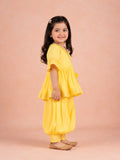 Girls Yellow Ethnic Kurta & Dhoti Set – Embroidered Festive Wear