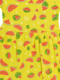 Kidbea Girls Cotton Summer Dress | Half Sleeves | Kids Printed Casual Wear Frock | Yellow