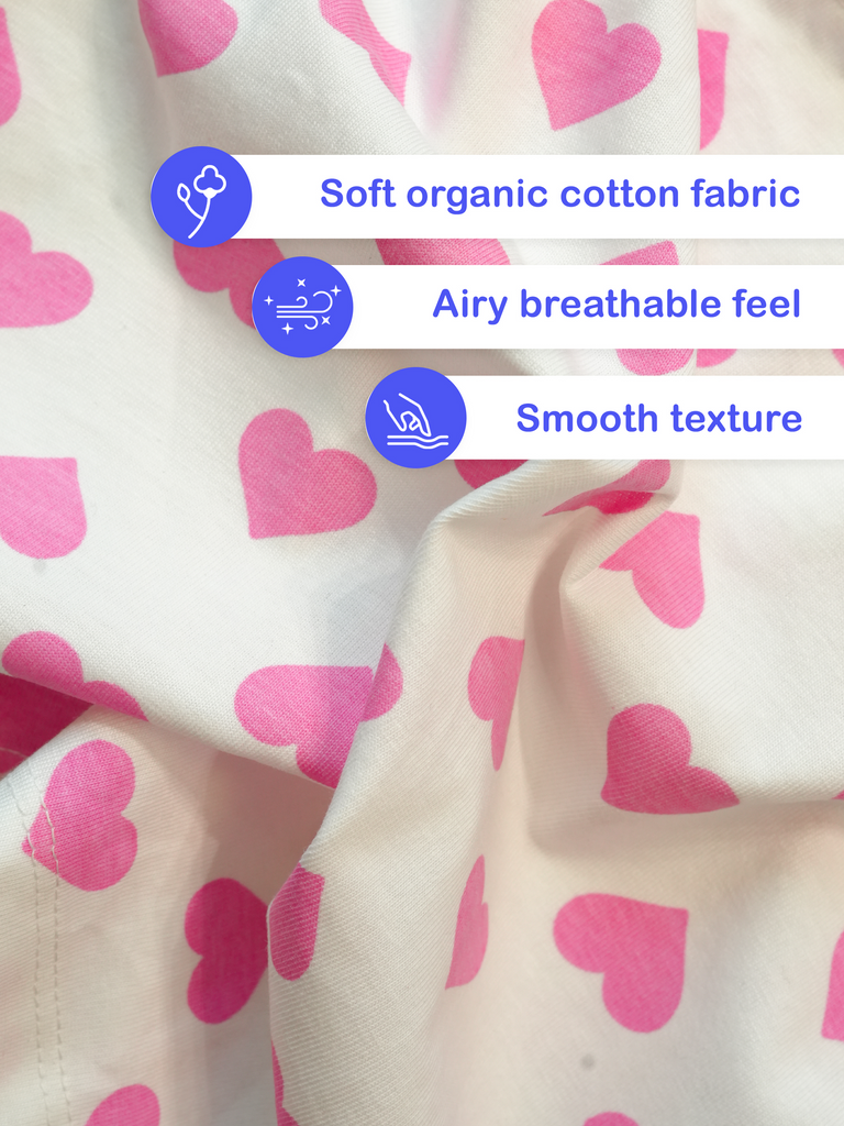 Organic Cotton Unisex Kids Co-ord Set – Soft Breathable Heart Print T-Shirt & Shorts Set