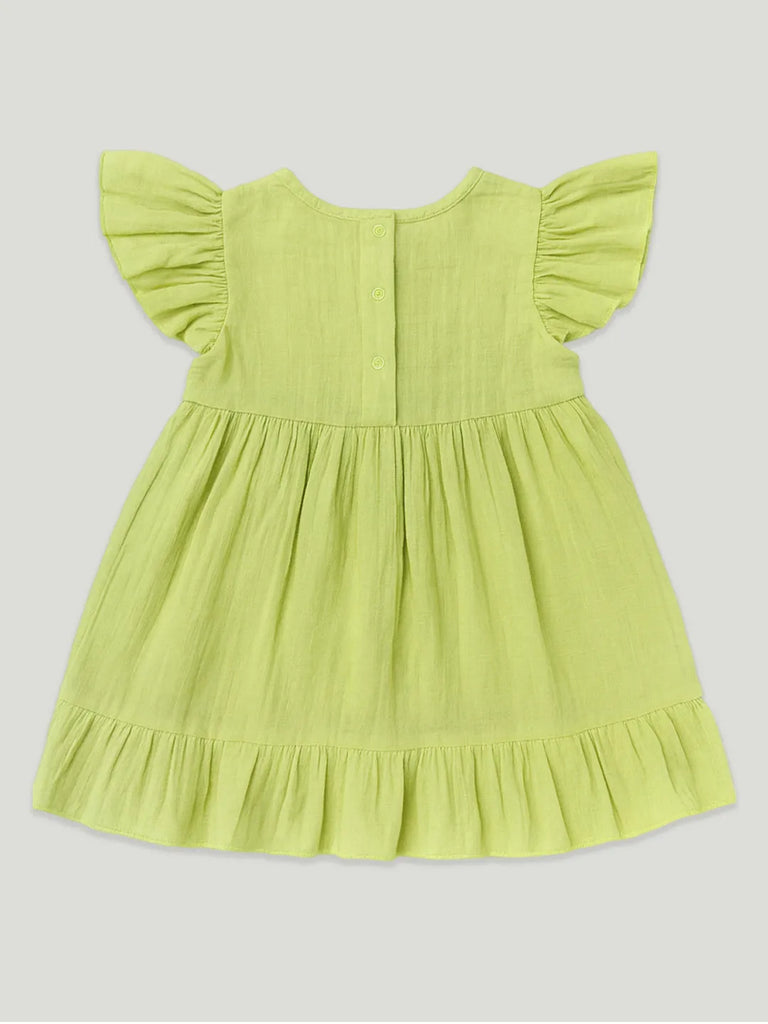 Light Organic Cotton Charming Light Green Frock | Elegant & Comfortable