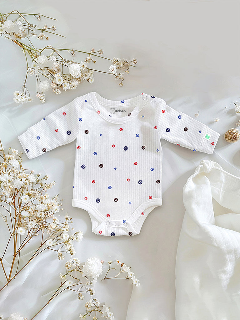 Premium Unisex 100% Bamboo Ultra-Soft fabric Pack of 3 Onesies with Beautiful Prints  - Grey, Orange & Off White