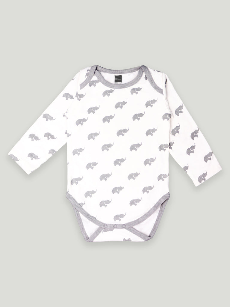 Kidbea 100% Organic cotton baby Pack of 2 onesies Unisex |  Elephant - Grey and Heart - Pink