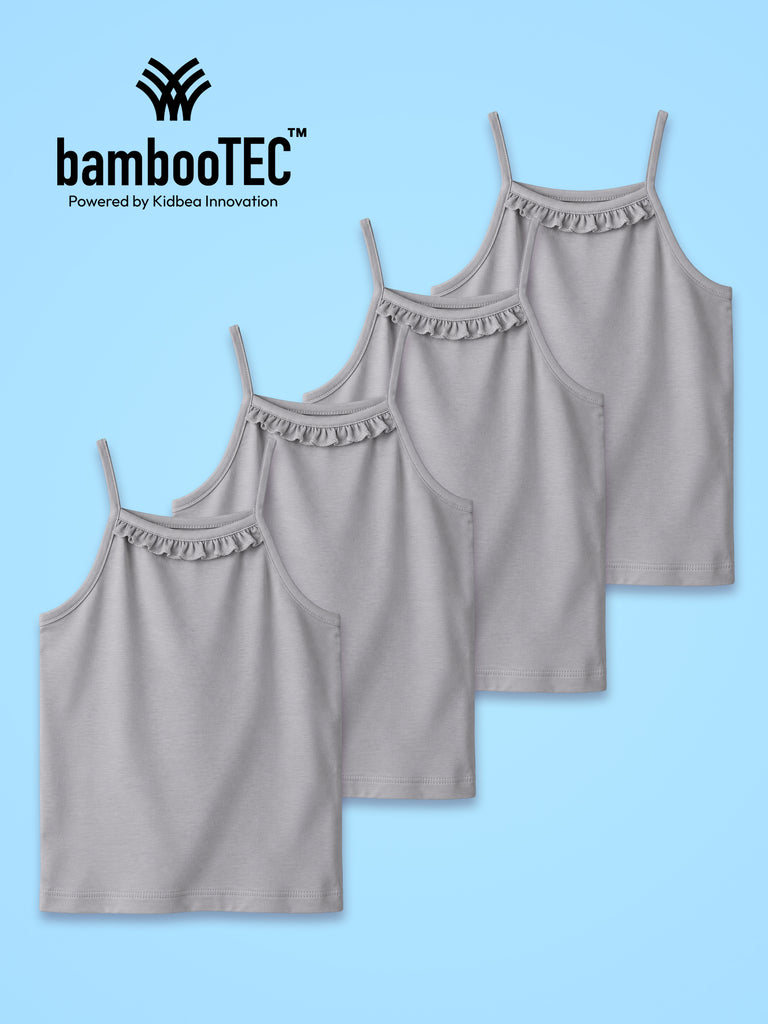 BambooTEC™ Girls Camisole Pack of 4 – Grey Ruffle Tops