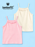 BambooTEC™ Girls Camisole Pack of 2 – Pink & Cream Ruffle Strap Tops