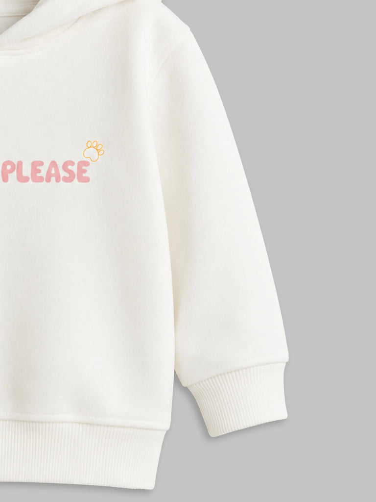 Unisex White Hoodie – Cute Dog Print Full-Sleeve Hooded Sweatshirt