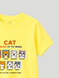 Bamboo Fabric Unisex Kids T-Shirt – Cat Mood Print Soft Breathable Tee