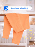 Organic Cotton Unisex Baby Co-ord Set – Soft Breathable Orange Giraffe Print Full Sleeve T-shirt & Pyjama for Infants