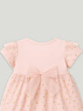 Kidbea Baby Girl Party Dress with Duck Bag | Stylish Frock with Golden Star Print, Puff Sleeves | Birthday Dress for Toddlers & Infants Pink