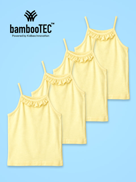 BambooTEC™ Girls Camisole Pack of 4 – Yellow Ruffle Tops