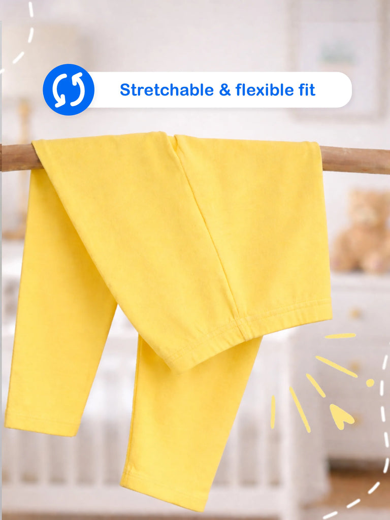 Organic Cotton Unisex Baby Co-ord Set – Soft Breathable Yellow Bow Print Full Sleeve T-shirt & Pyjama for Infants