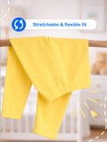 Organic Cotton Unisex Baby Co-ord Set – Soft Breathable Yellow Bow Print Full Sleeve T-shirt & Pyjama for Infants