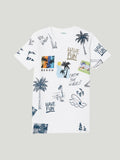 Kidbea Boys Beach Theme Co-Ord Set | Summer Cotton T-Shirt and Shorts for Boys | White