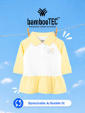 BambooTEC™ Bamboo Girls Frock – Yellow & White Love Graphic Full-Sleeve Dress