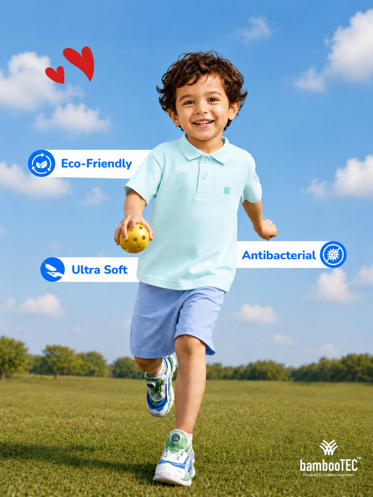 Boys Bamboo Fabric Sky Blue Polo T-Shirt