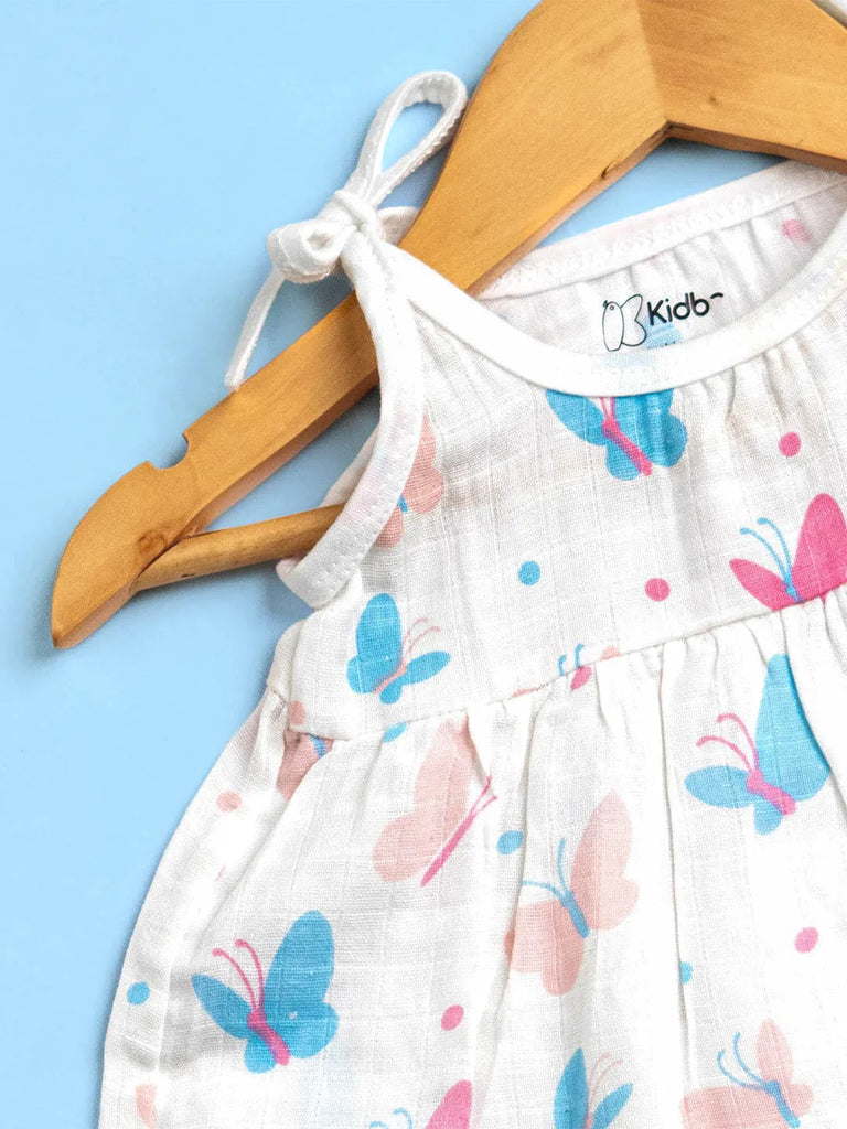 Premium Extra Soft Muslin Baby Girls Frock | Cute Butterfly Print
