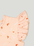 100% Bamboo Ultra-Soft Premium Fabric Baby Girl Frock with ruffled sleeves - Orange