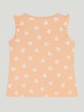 Kidbea Girls Heart Print Clothing Set | Soft Sleeveless Top with Ruffle Sleeves and Elastic Waist Shorts | Peach