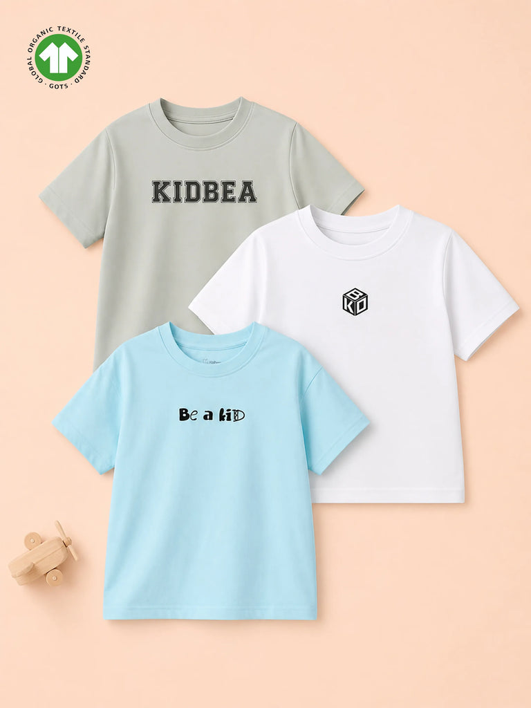 Organic Cotton Unisex Typography Print Half Sleeve T-Shirt Combo Pack (Pack of 3)