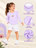 Girls Lavender Full-Sleeve Top – Strawberry Kitty Print