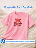 Bamboo Fabric Girls Half Sleeve T-Shirt Pack of 3 – Roaring Spring, Tiny Tangerine & Sweet Treats Graphic Print Soft Summer Tee Set