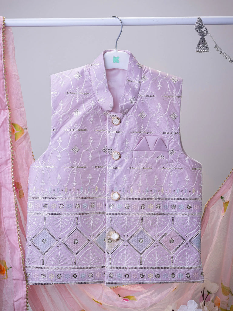 Boys Ethnic Wear Set | Kurta Pajama with Stylish Nehru Jacket | Festive Traditional Outfit for Kids | Dusty Pink