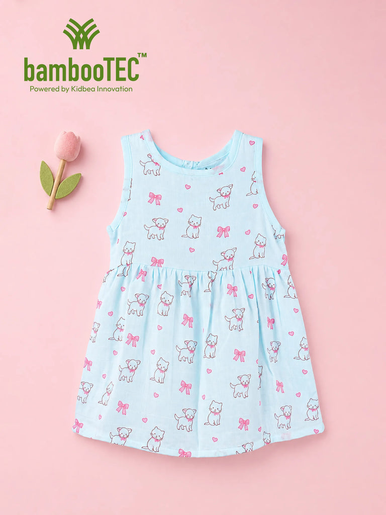 BambooTEC™ Bamboo Muslin Girls Frock – Fruit & Kitty Print | Pack of 2