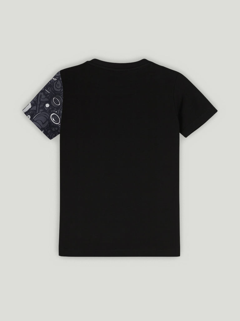 Kidbea Boys Space Theme Co-Ord Set | Cotton T-Shirt and Shorts for Kids | Black