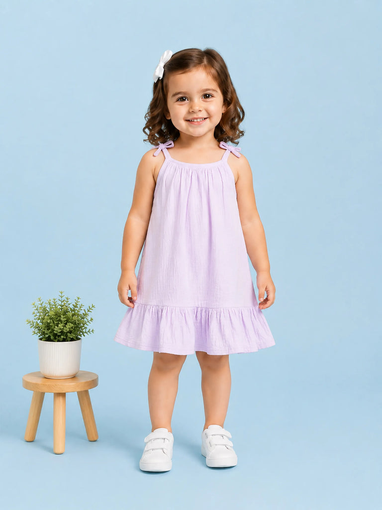 Organic Cotton Girls Frock Pack of 2 – Blue & Lavender Ruffle Frocks