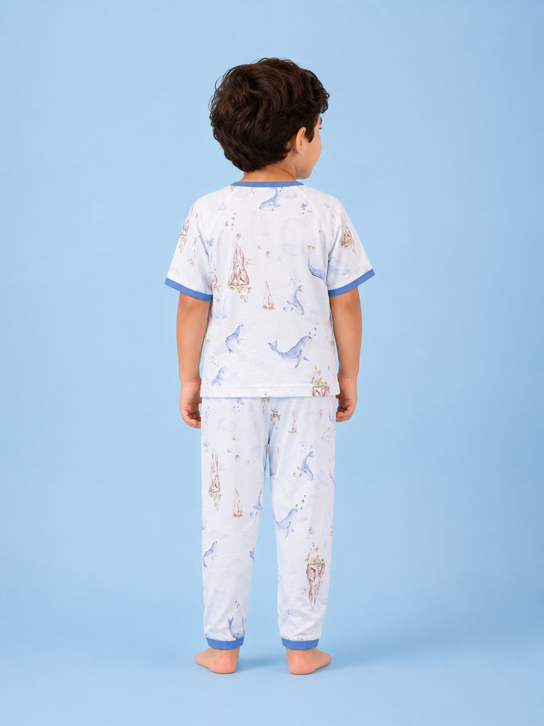 BambooTEC™ Unisex Bamboo Fabric Blue Whale Print T-Shirt & Pyjama Set