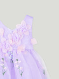 Baby Girl Party Dress – Lavender Tulle Floral Embroidered Dress with 3D Flower Applique