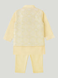 Boys Kurta Pajama with Elegant Embroidered Jacket | Ethnic Set for Weddings & Festivals | Cream