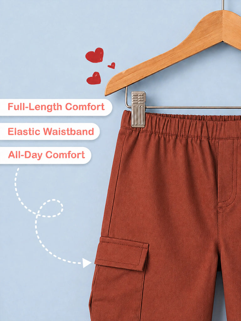 Unisex Brown Cotton Kids Cargo Shorts – Comfortable Everyday Bottomwear