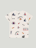 Kidbea Boys Nautical Theme Summer Co-Ord Set | Cotton T-Shirt and Shorts for Kids | White