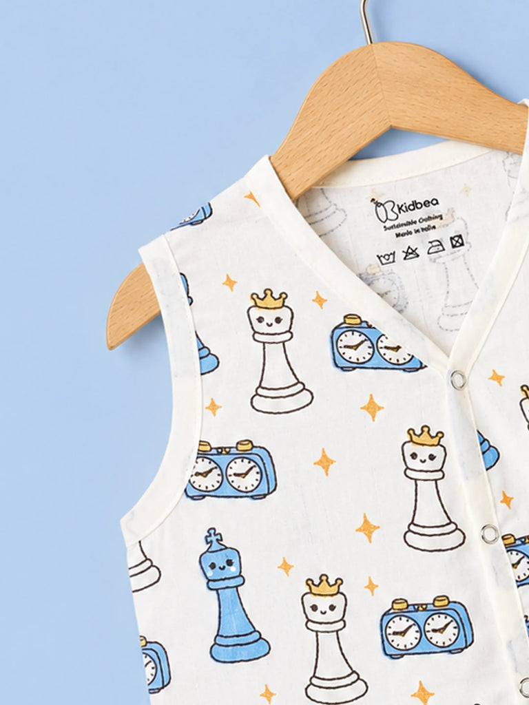 BambooTEC™ Bamboo Muslin Baby Jhabla – Chess & Clock Print