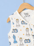 BambooTEC™ Bamboo Muslin Baby Jhabla – Chess & Clock Print