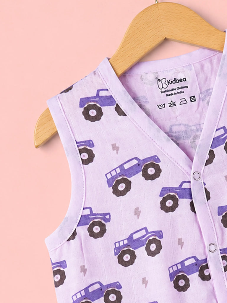 BambooTEC™ Bamboo Muslin Baby Jhabla – Monster Truck Print