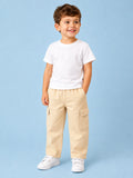 Unisex Light Beige Cotton Kids Cargo Pants – Comfortable Everyday Bottomwear