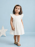 Organic Cotton Girls Frock Pack of 2 – Rust & White Ruffle Frocks