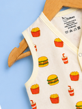 BambooTEC™ Bamboo Muslin Baby Jhabla – Burger & Fries Print