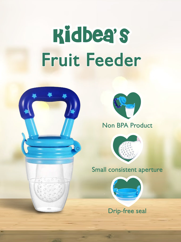 Kidbea Teddy Brown Soft Toy, Stainless Steel Infant Baby Feeding Bottle & Silicone Fruit Nibbler Soft Pacifier/Feeder, Teether for Baby