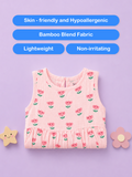 BambooTEC™ Bamboo Muslin Baby Frock – Pink Flower Print, Soft & Breathable Dress