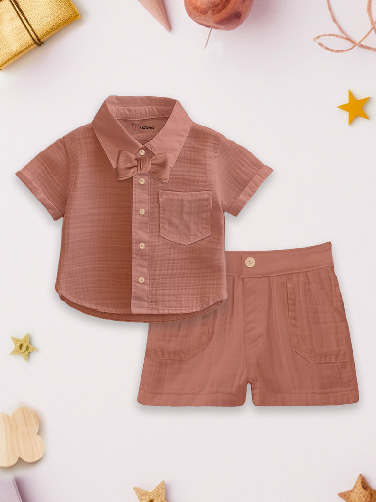 Light Linen Co-Ord Set Pack of 4 | Stylish & Comfortable Wear for Kids (Green, Rust & Off-White, Grey)
