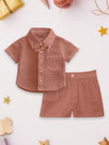 Light Linen Co-Ord Set Pack of 4 | Stylish & Comfortable Wear for Kids (Green, Rust & Off-White, Grey)