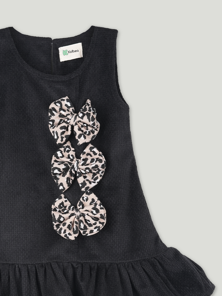 Baby Girl Black Frock with Bow Detail | 100% Organic Cotton