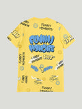 Kidbea Boys Summer Co-Ord Set | Cotton Half Sleeve T-Shirt and Shorts | Yellow